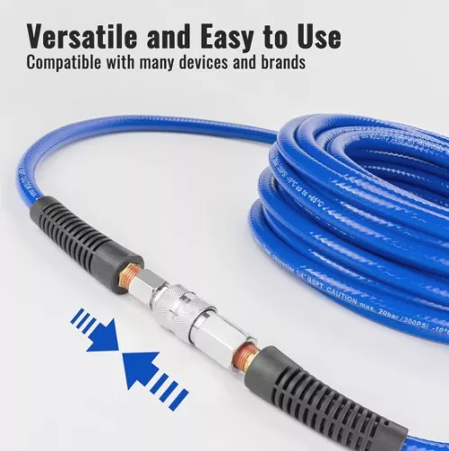 merkloos PVC-persluchtslang 20 m met snelkoppeling en connector - 20 bar, 6/12 mm (6152523464419)