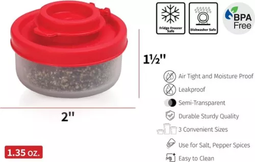 Merkloos Kleine zout- en peperstrooiers voor onderweg - mini zout- en peperstrooierset met deksel om mee te nemen - perfect voor op reis, kamperen en onderweg - afsluitbaar - 40 g, verpakking van 4 (4800437482303)