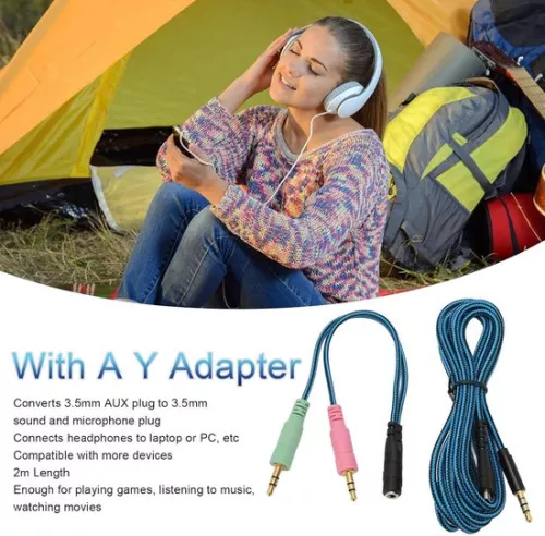 merkloos Vervangende hoofdtelefoonkabel met Y-adapter - AUX-kabel voor Steelseries Arctis 3/5/7/Pro. (6152349734796)