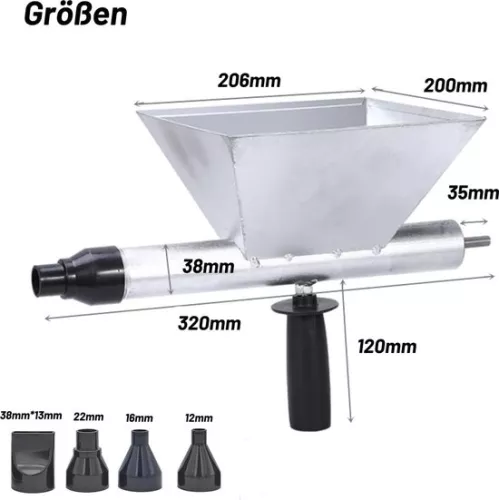 merkloos Mortierkanon met vier verwisselbare sproeiers - voor voegen in muren en vloeren. (8785305857338)