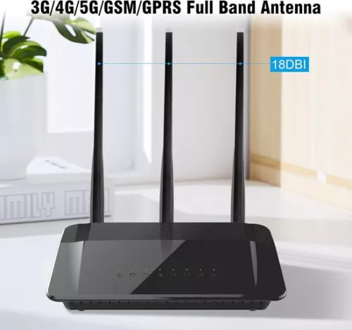 merkloos 5G LTE-antenne, 4G LTE-signaalversterkende antenne, 18 dBi signaalversterker, SMA/TS9-connector, omnidirectionele WLAN-antenne 600-6000 MHz voor 3G/4G/5G/GSM/GPRS-router, IoT-gateway, smart home, zwart (8785322836316)