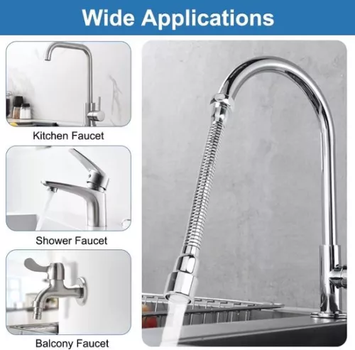 merkloos Allecto Plus - Flexibele universele kraanverlenger 20 cm voor keukenkraan - Draaibaar - Verlengstuk voor wastafel - Badkamer en toilet - 360° draaibaar (8785328357341)