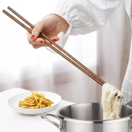 merkloos Lange houten eetstokjes - 4 paar - 38 cm (9502873342818)