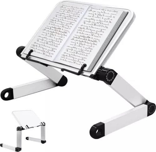 In hoogte verstelbare boekenstandaard - duurzame aluminium armen - leesstandaard voor boeken - hardcover recepten - laptop- en iPad-standaard