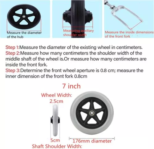 merkloos 7 inch zwenkwielen voor rolstoelen - antislip rubberen wielen - vervangende wielen voor rollator - rolstoelaccessoires. (8785309323303)