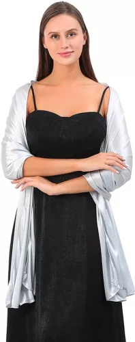 merkloos Sjaal - Dunne omslagdoek - 1 stuk - Stola - Neksjaal - Modieuze sjaal - Damessjaal - Zacht en huidvriendelijk - Lange satijnen sjaal - Sjaals voor avondjurken - Gebroken wit - 200*70 cm (8410900082563)