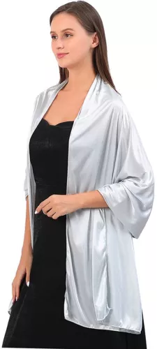 merkloos Sjaal - Dunne omslagdoek - 1 stuk - Stola - Neksjaal - Modieuze sjaal - Damessjaal - Zacht en huidvriendelijk - Lange satijnen sjaal - Sjaals voor avondjurken - Gebroken wit - 200*70 cm (8410900082563)