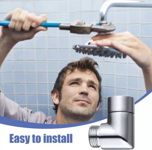 merkloos Hoek voor handdouche-adapter - 90 graden - massief messing - doucheslangadapter - douchearm-aansluiting - ringen. (8785309281054)