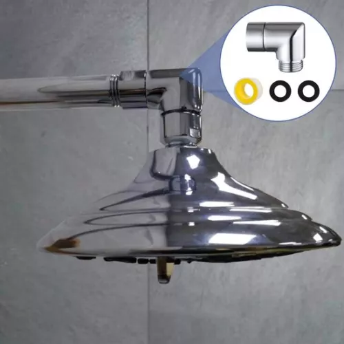 merkloos Hoek voor handdouche-adapter - 90 graden - massief messing - doucheslangadapter - douchearm-aansluiting - ringen. (8785309281054)