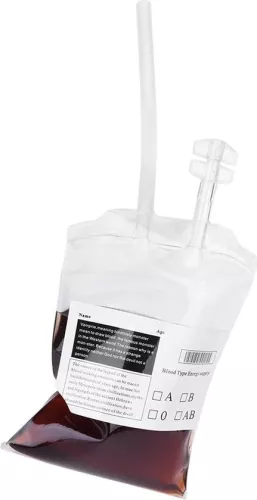 merkloos Herbruikbare drinkzakjes met bloeddrankmotief voor sappuree, ideaal voor Halloweenfeestjes, energiedrankjes of cosplayfeestjes. (8785309133933)