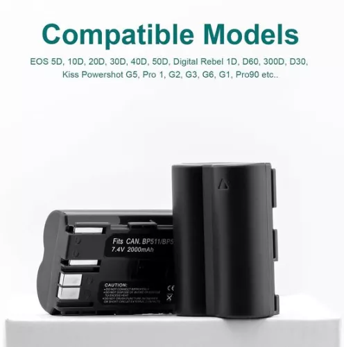 merkloos 2 x BP-511A accu + dubbele USB-lcd-oplader voor Canon EOS 5D 10D 20D 20D 30D 40D 50D 300D D30 D60 Rebel PowerShot G1 G2 G3 G5 G6 Pro 1 Pro 90 Pro 90 Pro 90 Pro 90 Pro 90 (8785322970935)