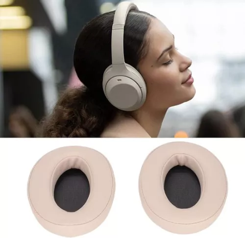 merkloos Oorkussens van zacht traagschuim en proteïneleer - Vervangende oorkussens voor Sony WH-H900N WH-H910N - Verbeterde geluidsisolatie - Hoofdtelefoon in beige. (8785310546579)
