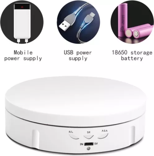 merkloos 360 graden elektrisch draaiplateau voor product- en sieradenpresentatie - Professioneel fotografieplatform, tot 100 kg, wit/zwart (6152532614690)