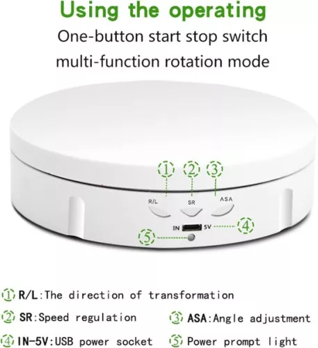 merkloos 360 graden elektrisch draaiplateau voor product- en sieradenpresentatie - Professioneel fotografieplatform, tot 100 kg, wit/zwart (6152532614690)