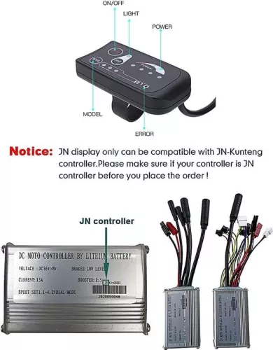 merkloos Bedieningspaneel met LED-display voor e-bikes (36V/48V) - Intelligent bedieningspaneel met LED-display - DIY-accessoires voor elektrische fietsen en scooters (9501736366374)