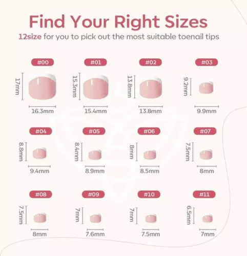 merkloos 24 stuks glanzende, opplakbare korte Franse vierkante teennagels met volledige dekking - Kunstteennagels voor vrouwen (12 maten) (6154524519549)