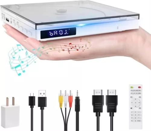 DVD-speler met HDMI - Externe dvd-speler - Blu-ray-speler - Draagbaar - Wit