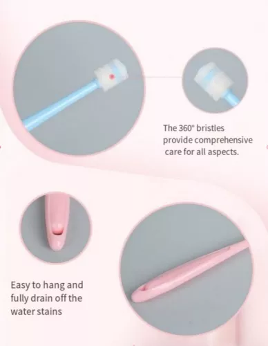 merkloos Set van 3 360-graden tandenborstels van voedselveilig siliconen voor kleine honden en katten, tandverzorging, tandenborstelset voor kittens, 15,5*1,57 cm, roze, blauw en groen (8410900088213)