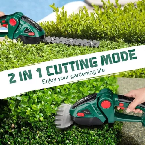 Draadloze heggenschaar met ergonomische handgreep en veiligheidskap - Bladlengte 52 cm - Tandafstand voor efficiënt snoeien - Inclusief 2 accu's! - Lichtgewicht heggenschaar voor tuin-, schutting- en erfonderhoud