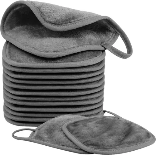 15 stuks microvezel gezichtsreinigingsdoekjes, wasbare reinigingsdoekjes, herbruikbare reinigingsdoekjes voor alle huidtypes (15 x 15 cm, grijs)