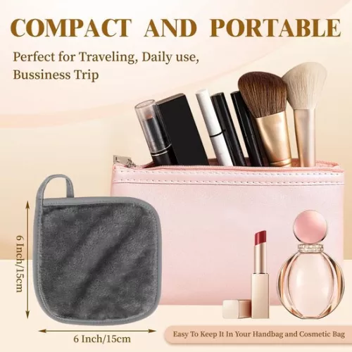 merkloos 15 stuks microvezel gezichtsreinigingsdoekjes, wasbare reinigingsdoekjes, herbruikbare reinigingsdoekjes voor alle huidtypes (15 x 15 cm, grijs) (8410900083973)