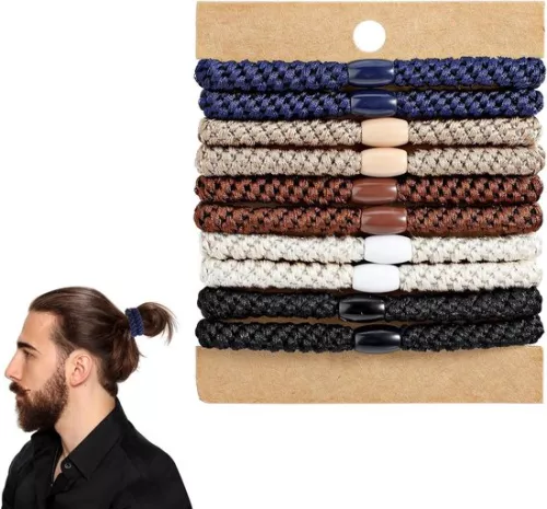 merkloos 10 gevlochten haarelastiekjes voor mannen - Krullende scrunchies voor dik haar (6151900022006)