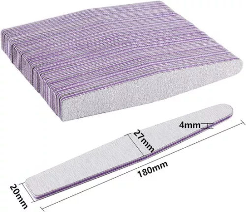 merkloos 50 stuks nagelvijlen 100/180 dubbelzijdige vijlen voor gelnagels - Professioneel nagellak manicure nagelkunst materiaal schuurpapier vorm diamant kleur grijs/kern paars (6154107885856)