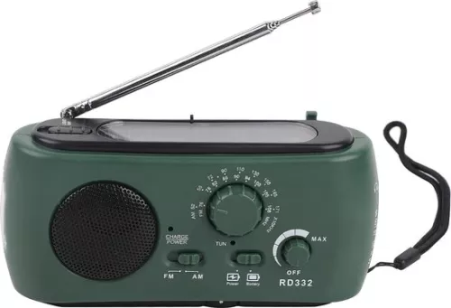 merkloos Timé Solar Emergency Radio - Survival Radio - Radio met opwindmechanisme - Opwindbaar op zonne-energie - Noodpakket/Rampenrugzak - met zaklamp en powerbank (6096549468450)