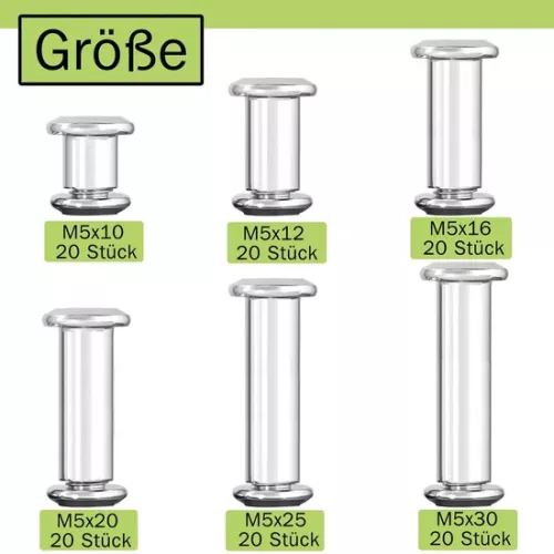 merkloos Verbindingsschroeven M5 x 20 mm - Roestvrij staal - 20 stuks (9508612515420)