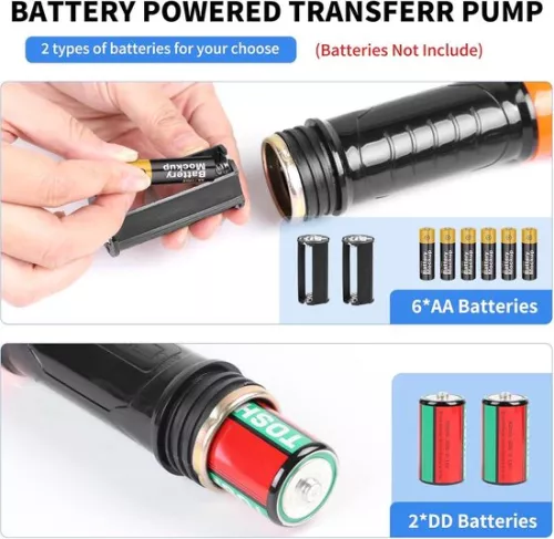 Merkloos Allecto Plus - Accu-aangedreven elektrische brandstofpomp voor vloeistofoverdracht - 24 liter/min - draagbaar - oliepomp voor benzine - elektrische sifonpomp (8785330298076)