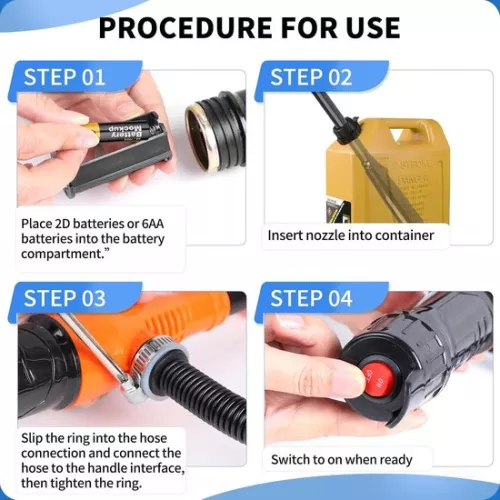 Merkloos Allecto Plus - Accu-aangedreven elektrische brandstofpomp voor vloeistofoverdracht - 24 liter/min - draagbaar - oliepomp voor benzine - elektrische sifonpomp (8785330298076)