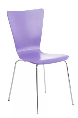 In And OutdoorMatch In And OutdoorMatch Bezoekersstoel Zelda - eetkamerstoel - Paarse houten zitting - chromen poten - Zithoogte 45 cm - Stapelbaar - makkelijk schoon te maken - set van één - modern (66185)