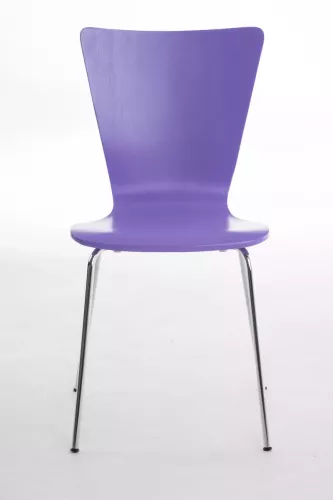 In And OutdoorMatch In And OutdoorMatch Bezoekersstoel Zelda - eetkamerstoel - Paarse houten zitting - chromen poten - Zithoogte 45 cm - Stapelbaar - makkelijk schoon te maken - set van één - modern (66185)