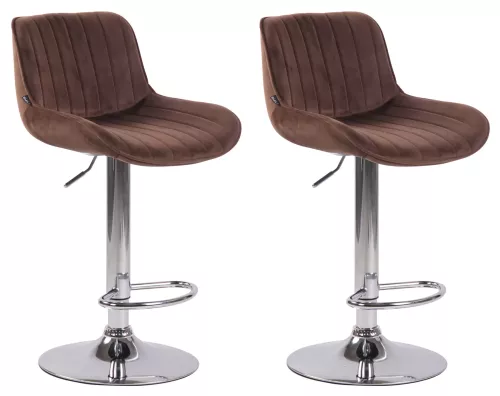 In And OutdoorMatch In And OutdoorMatch Barkruk Spencer - Bruin chroom - Zithoogte 60-82 cm - Set van 2 - In hoogte verstelbaar - Voor keuken en bar - Met rugleuning - Ergonomische barstoelen (66271)