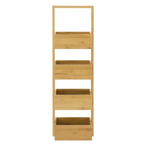 In And OutdoorMatch In And OutdoorMatch Opbergrek Delaney - Staand rek - Met 4 manden - Bamboe - Minimalistisch design (67817)