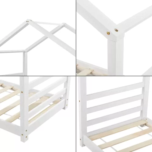 In And OutdoorMatch In And OutdoorMatch Kinderbed Cyril - Houten bed - Huisbed - Met bedbodem - 80x160cm - Wit - Voor kinderen - Voor meisjes - Voor jongens (68029)