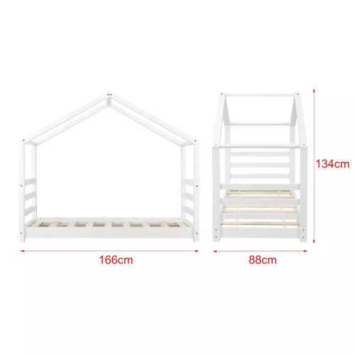 In And OutdoorMatch In And OutdoorMatch Kinderbed Cyril - Houten bed - Huisbed - Met bedbodem - 80x160cm - Wit - Voor kinderen - Voor meisjes - Voor jongens (68029)