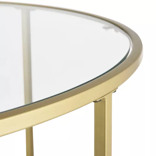In And OutdoorMatch In And OutdoorMatch Salontafel Leila - Rond Glas en Metaal - 45,5xØ84 cm - Goud - Stijlvol Design (68394)