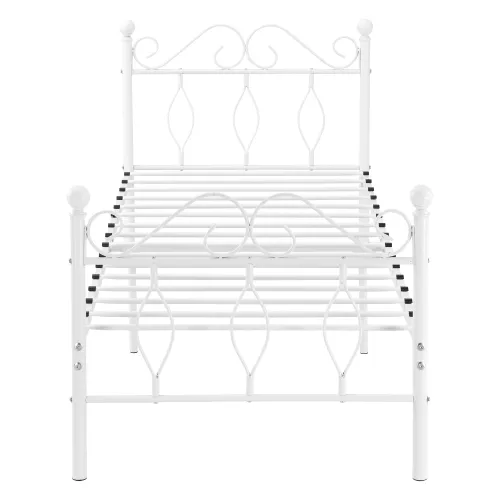 In And OutdoorMatch In And OutdoorMatch Metalen Bed Yvonne - Staal - Met Bedbodem - 90x200 cm - Wit - Snelle Montage (68624)