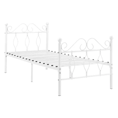 In And OutdoorMatch In And OutdoorMatch Metalen Bed Yvonne - Staal - Met Bedbodem - 90x200 cm - Wit - Snelle Montage (68624)