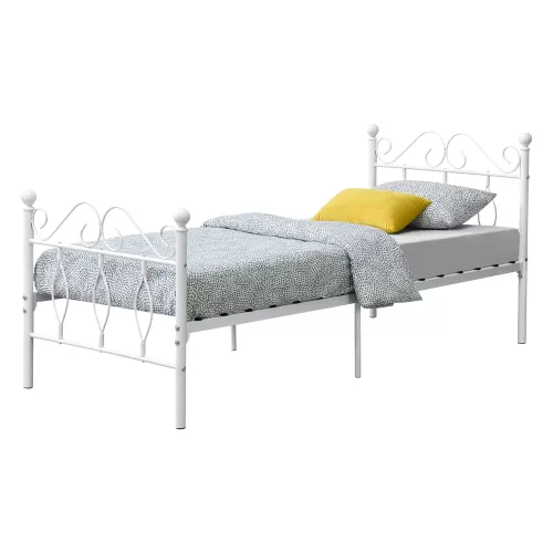In And OutdoorMatch In And OutdoorMatch Metalen Bed Yvonne - Staal - Met Bedbodem - 90x200 cm - Wit - Snelle Montage (68624)