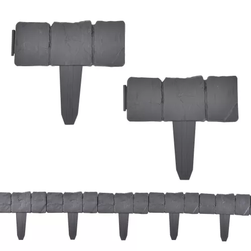 In And OutdoorMatch In And OutdoorMatch Borderrand Terida - Border - Kunststof - 10 stuks - Steenlook - Donkergrijs - 250cm (68873)