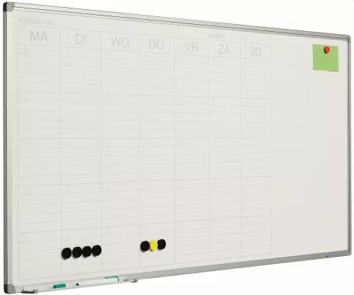 Whiteboard Deluxe Krause - Emaille staal - Weekplanner - Maandplanner - Jaarplanner - Magnetisch - Wit - Nederlands - 60x120cm