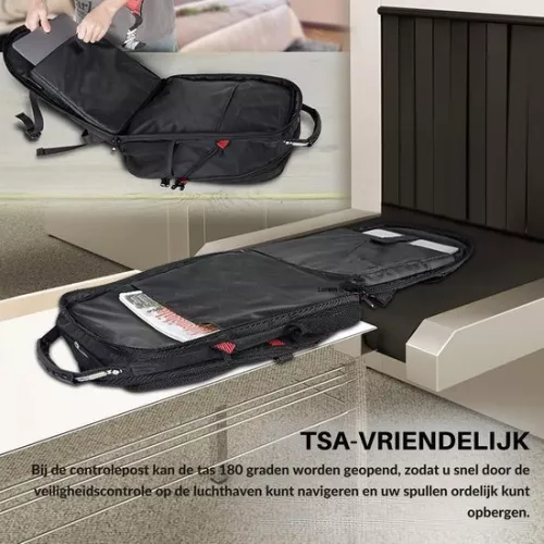 merkloos Grote laptoprugzak 17 inch - Waterdicht - Anti-diefstal - Zwart (8721085172100)